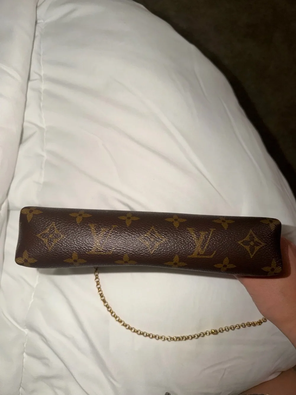 Louis Vuitton Monogram Canvas Chain Crossbody in Brown with Black Trim and Strap - Picture 4 of 8